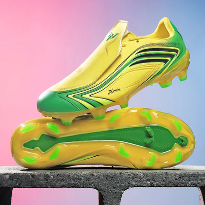 Chaussures de football à crampons longs FG pour hommes, modèle bas, antidérapantes, ultra-légères, pour entraînement et matchs sur gazon naturel en extérieur