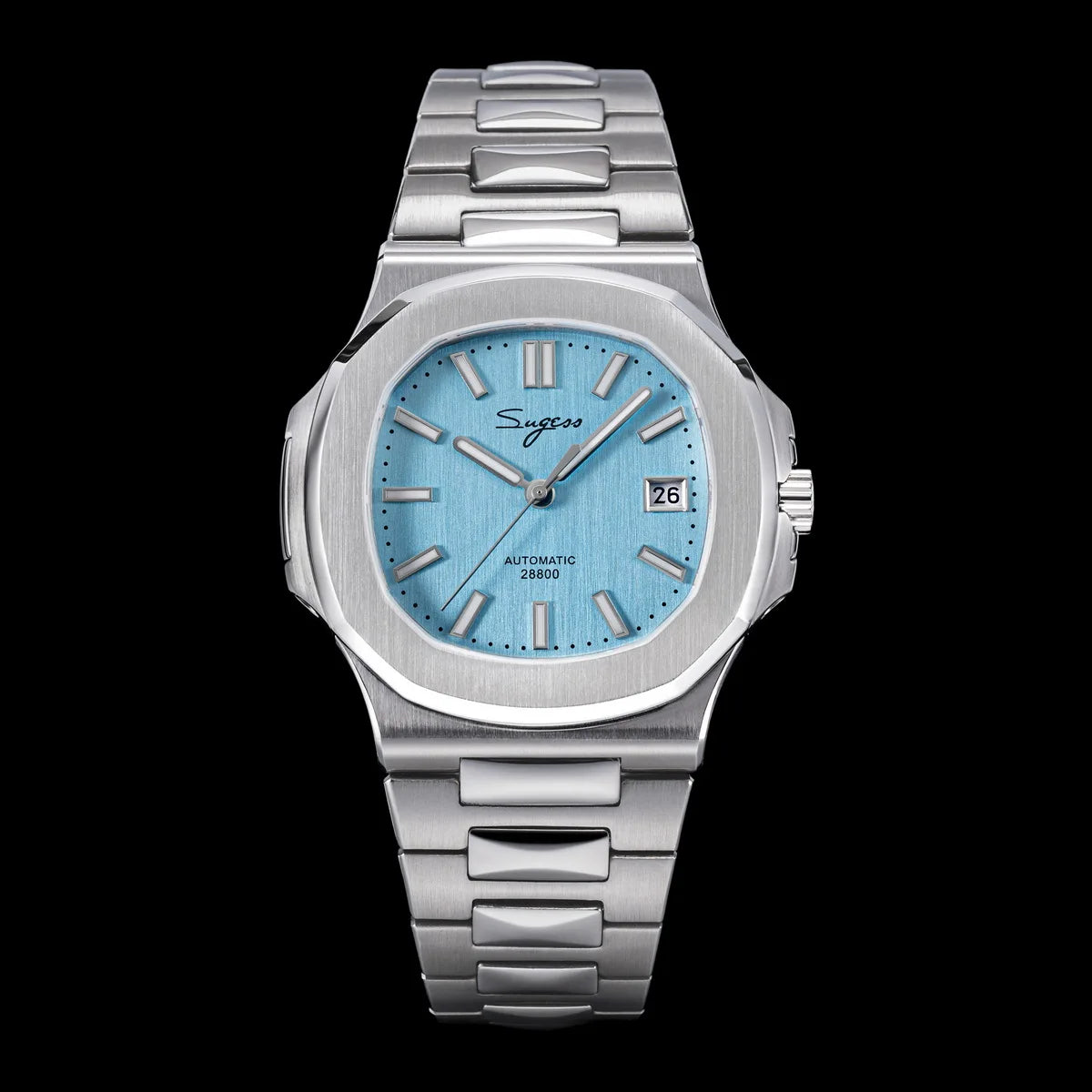 Orologio da uomo Sugess automatico meccanico da polso, movimento Miyota 9015, quadrante MOP, luminoso, impermeabile 5bar, bracciale di lusso S466