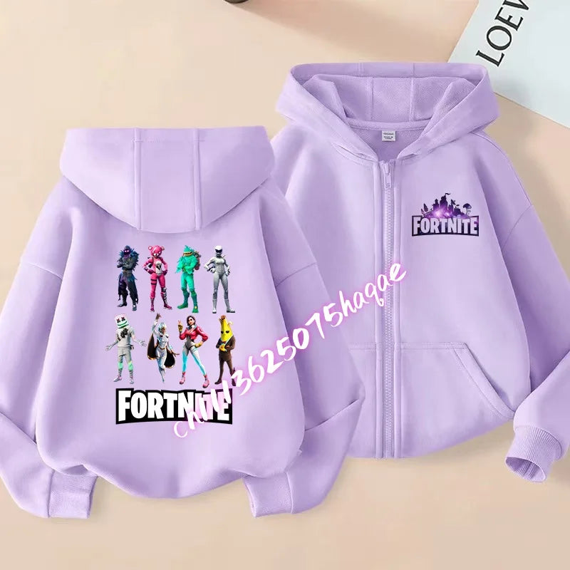 New Fortnite Child Zip-Up Hoodie Cartoon Anime Hoodies Casual Breathable Kids Boys Coat Jackets 2026 Spring Children Clothing