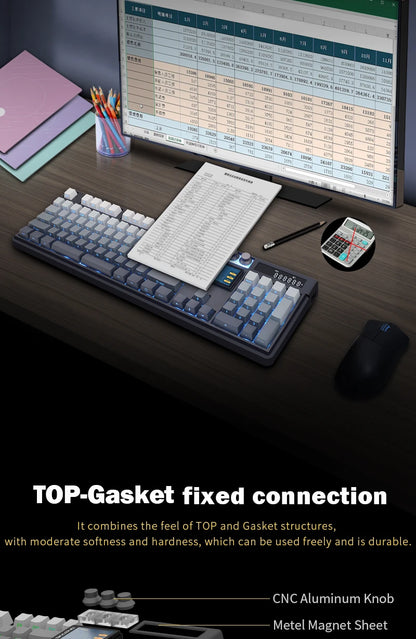 Teclado Mecânico Sem Fios SKYLOONG GK104 Pro 100% Personalizado com Switch Hot-Swap de Baixo Ruído para PC Gaming e Acessórios de Escritório