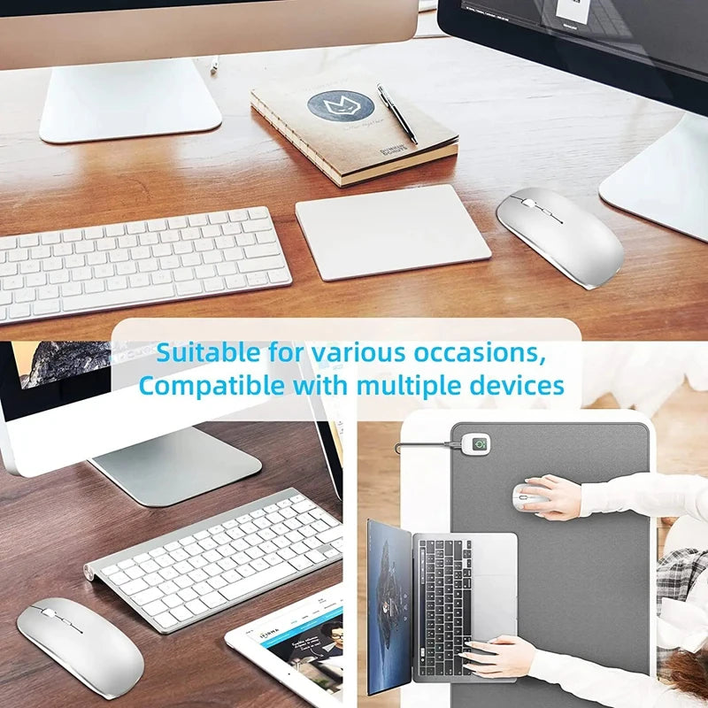 Rechargeable Wireless Mouse Bluetooth 2.4GHz Dual Modes Ergonomics DPI Readjustable Silence USB Portable Mouse for PC Laptop