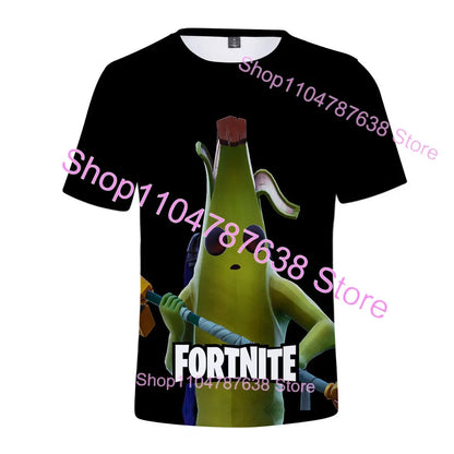 T-shirt de verão Raven Ultima Knight F-Fortnite, t-shirt masculina com estampado 3D Banana Peely, tops de jogo Battle Royale, presentes de aniversário