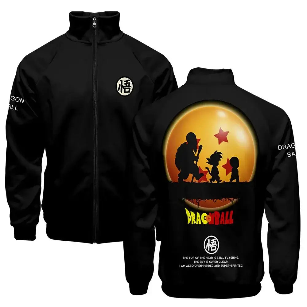 New Fashion Dragon Ball Print Stand Collar Zipper Hoodie Men Women Zipper Hoodies Jackets Long Sleeve Sport Hip Hop Sweatshirts, Produit gaming premium Fraquane