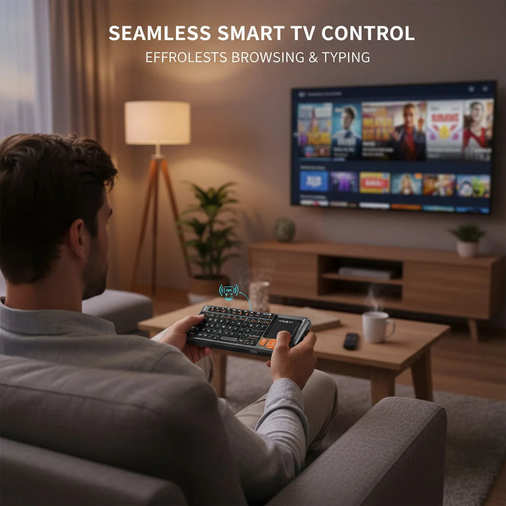 MRSVI Mini-Tastatur A8 PLUS, beleuchtete 2.4GHz- & Bluetooth5.0-Wireless-Tastatur mit Touchpad für Android TV Box, Mac, Laptop, Windows
