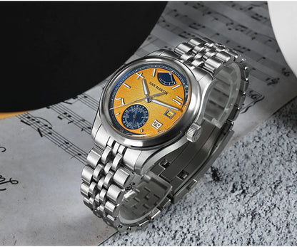 San Martin 39mm Miyota 9132 Power Reserve Display Men Luxury Sport Watch Automatic Mechanical Waterproof Original Design SN0144