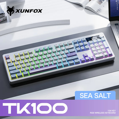 XUNFOX TK100 tastiera wireless 2.4 Bluetooth dual-mode gaming silenziosa per ufficio e notebook, universale