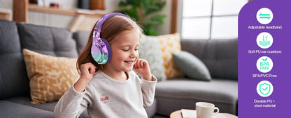 Gradient Kids Bluetooth Headphones Over Ear Girls Wireless Headphones With Mic Foldable Lightweight Headset For School Travel