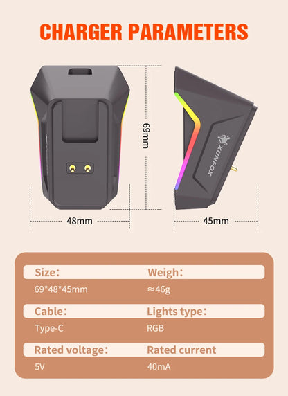 Mouse wireless Bluetooth dual-mode XUNSVFOX H2 con effetti di illuminazione RGB, per laptop, gaming e ufficio, ricarica magnetica