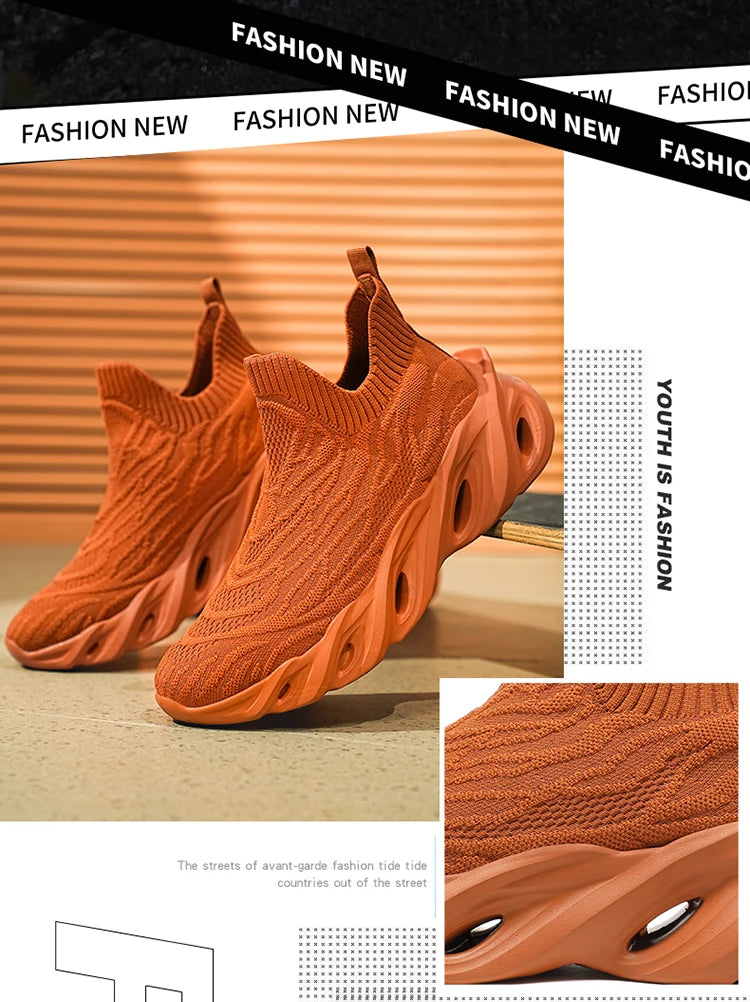 Classic Fashion Yellow Men's Running Shoes Comfort Socks Shoes Trainers Men Unisex Athletic Shoes Big Size 46 Zapatillas Hombre