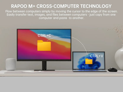 Mouse wireless ricaricabile multimodale Rapoo MT760L/MT760M, ergonomico, 4000 DPI, supporto fino a 4 dispositivi, Bluetooth
