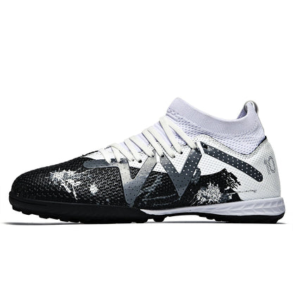 TF Turf Soccer Shoes PU Fabric Breathable Upper Rubber Sole Wear-Resistant Anti-Slip Men Women Kids Youth Training Sneakers