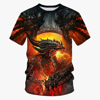 Summer New Cool 3D Dragon Printed Fashion Men's Round Neck Short Sleeve T Shirt Funny Kids T shirt Size100-6XL Oversized