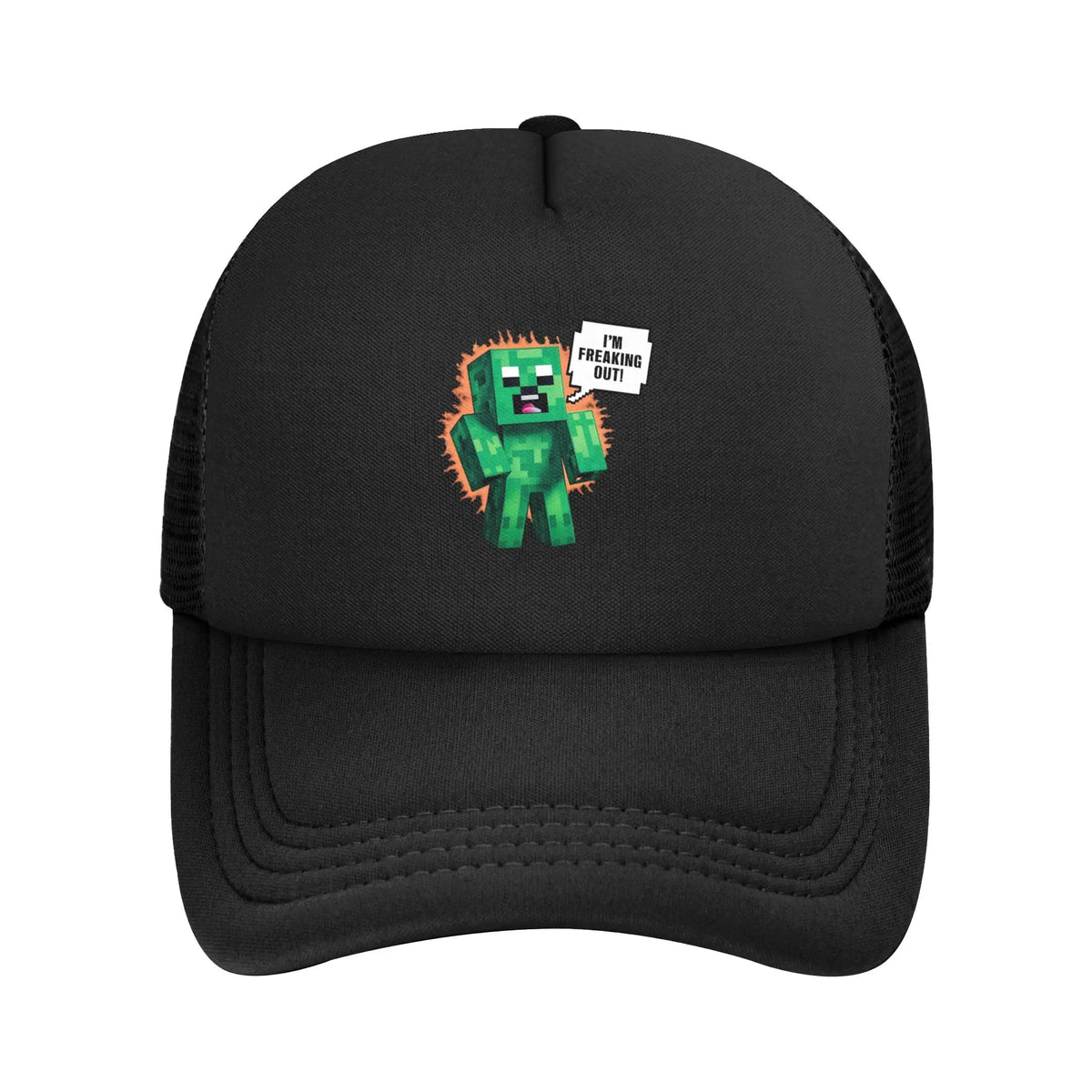 Suaugusiųjų „Creepers“ didelio ciferblato vaizdo žaidimų stiliaus „Trucker“ kepurė, tinklinė beisbolo kepurė, poliesterinė kepurė, saulės kepurė, reguliuojama lenktyninė kepurė, vasarinė
