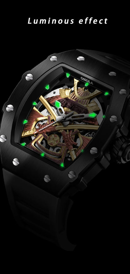 ONOLA Luxury Men's Automatic Mechanical Watch Waterproof Watch Luminous Barrel Shape Military Sports Wristwatch Men's Watch