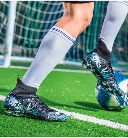 Chaussures de football pour hommes et femmes, crampons antidérapants pour terrain synthétique, baskets de futsal, chaussures de football à crampons pour terrain gazonné, support de cheville, pour l'extérieur