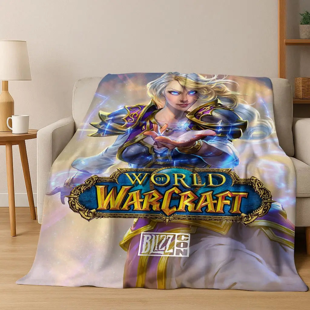 Coperta in flanella WOW World of Warcraft Arthas Demon Illidan Sylvanas, plaid morbido e confortevole per casa, camera da letto, letto, divano, copridivano, idea regalo