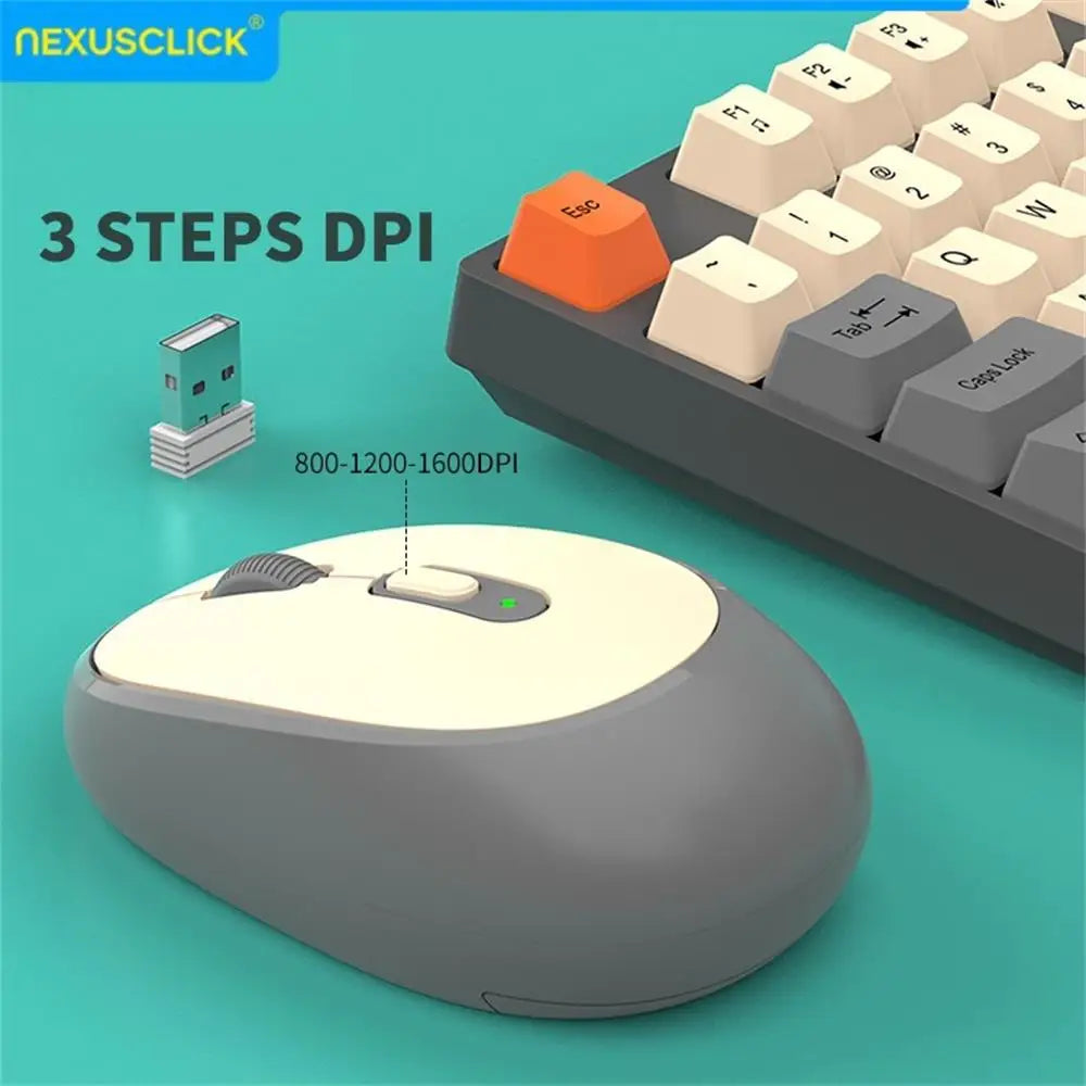 NexusClick Wireless Gaming Office Keyboard&Mouse Set Smart Power Saving Full Size 104 Keys 1600DPI Adjustable USB for Laptop PC