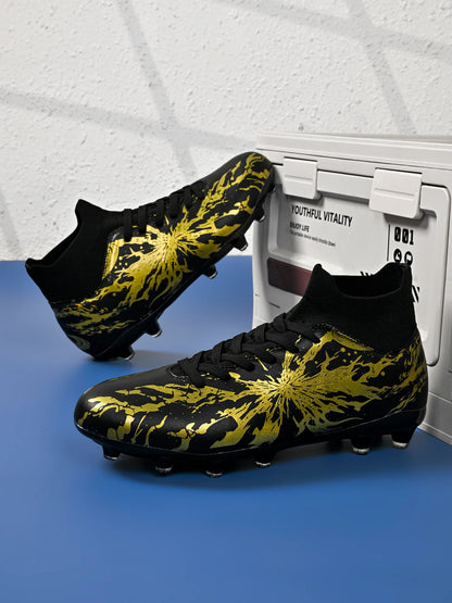 Chaussures de football Shock Cushion AG FG avec semelle extérieure épaisse en PU textile et TPU, réduisent la fatigue des pieds lors d'entraînements prolongés sur gazon naturel.