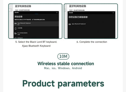 Tastiera wireless Ajazz 308I 18/84 tasti con keycap rotondi, tastiera Bluetooth portatile 2.4GHz con tastierino numerico per tablet, laptop e Android