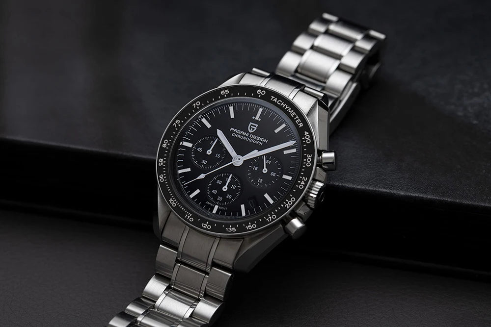 PAGANI DESIGN Moon watch – Luxury quartz chronograph for men, sporty style, sapphire crystal with anti-reflective coating, luminescent display
