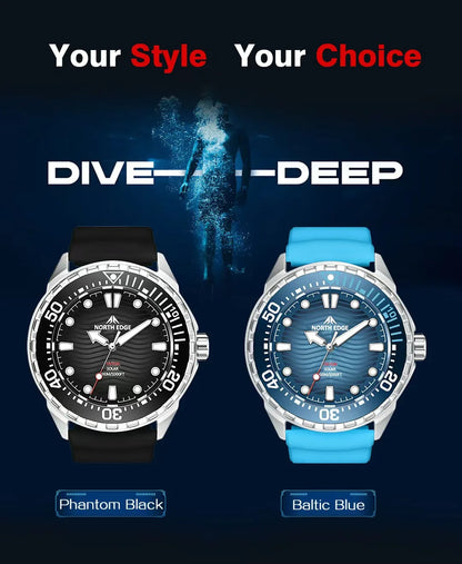 Stainless Steel Diving Watch Solar Energy Driven Quartz Watch Outdoor Waterproof Long Battery Life Rotatable Chronograph Ring