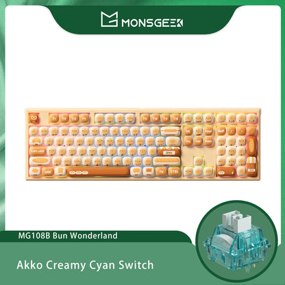 Akko MonsGeek MG108B Bun Wonderland Wireless Mechanical Keyboard MOG Profile RGB 108 Keys Full Size Hot Swap USB / 2.4G / BT 5.0