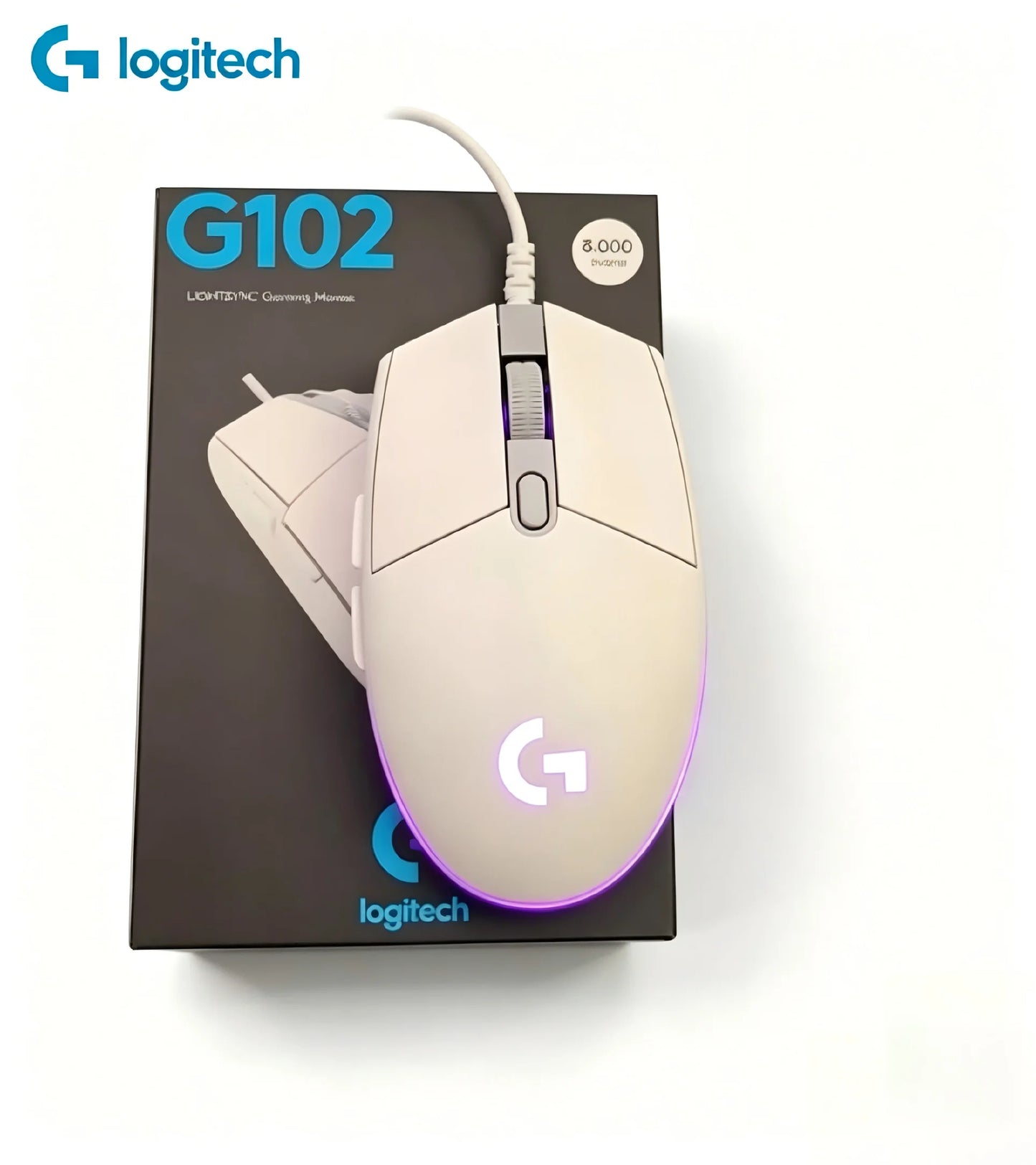 Ratón gaming con cable Logitech G102, 8000DPI, efecto óptico esports, ratón G102 USB con cable para PC