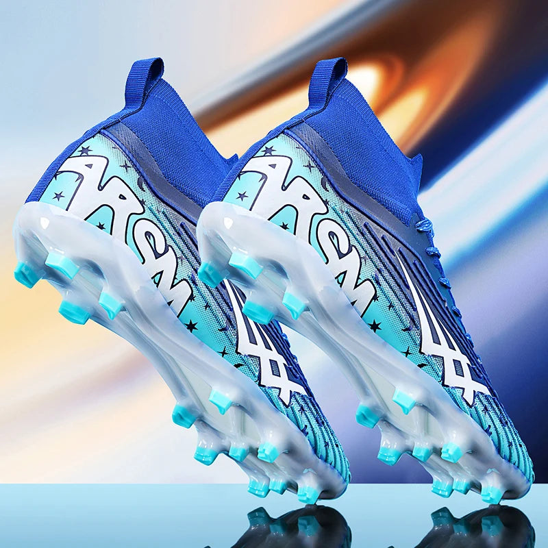 Chaussures de football pour hommes et femmes, chaussures de sport à crampons longs, idéales pour les étudiants, les matchs et l'entraînement.