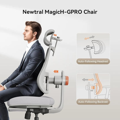 Newtral MAGICH-GPRO Home Office Desk Chair with Footrest, Auto-Following Backrest & Headrest, 4D Armrests, 96°-136° Recline