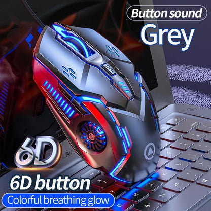YINDIAO Ergonomic Wired Gaming Mouse RGB Mute Mause LED Backlit 3200dpi 6Button G5 USB Mechanical Mouse For PC Laptop Computer