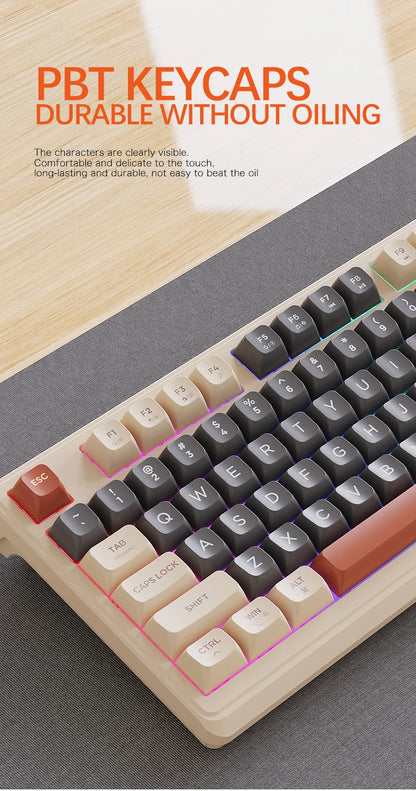 M96 kabellose Bluetooth-Tastatur FREEWOLF mit Digitalanzeige, RGB-Hintergrundbeleuchtung, 2000mAh-Akku & PBT-Tastenkappen für PC/Laptop
