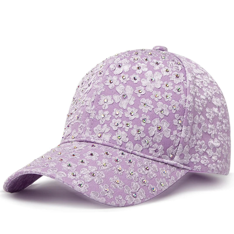 CNTANG vasarinės moteriškos beisbolo kepurės su dirbtiniais deimantais, gėlių siuvinėjimais, moteriškos „snapback“ stiliaus mados dizainerių saulės kepurės, hip-hopo stiliaus Y2K kepurės