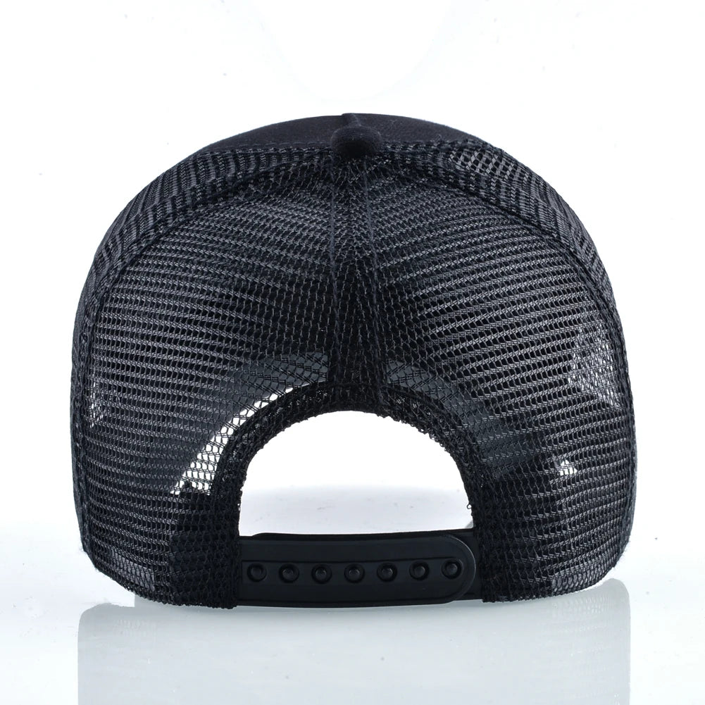 Four Seasons Snapback Baseball Cap Men Fashion Bear Embroidery Hip Hop Hat Women Outdoor Breathable Mesh Trucker Hat