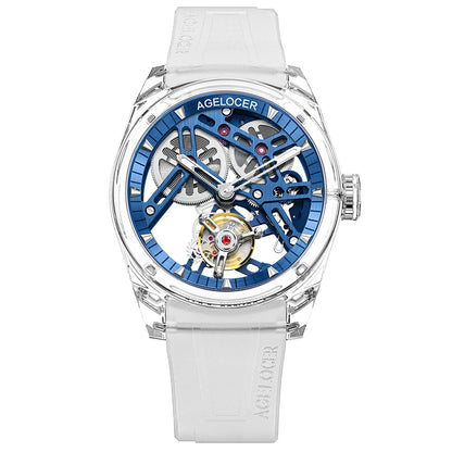 AGELOCER Limited Edition "Ice Never Melts" Free-sprung Crystal Tourbillon Watch Luxury Manual Mechanical Watches