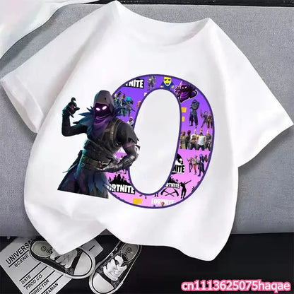 New Fortnites Kids T-shirts Cartoon Letter Graphic T-shirts Boys Girls Summer Casual Sports Short Sleeve Tops Children Clothing