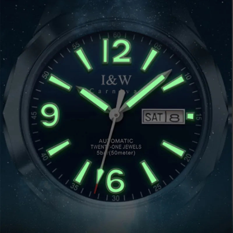 Reloj CARNIVAL luxus mechanikus férfi karóra volfrámból, MIYOTA 8205 automata szerkezettel, vízálló.