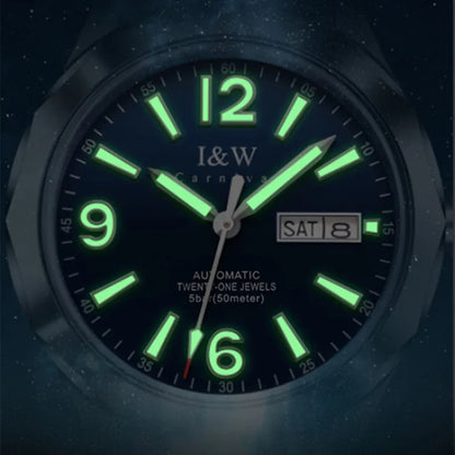 Reloj CARNIVAL luxus mechanikus férfi karóra volfrámból, MIYOTA 8205 automata szerkezettel, vízálló.