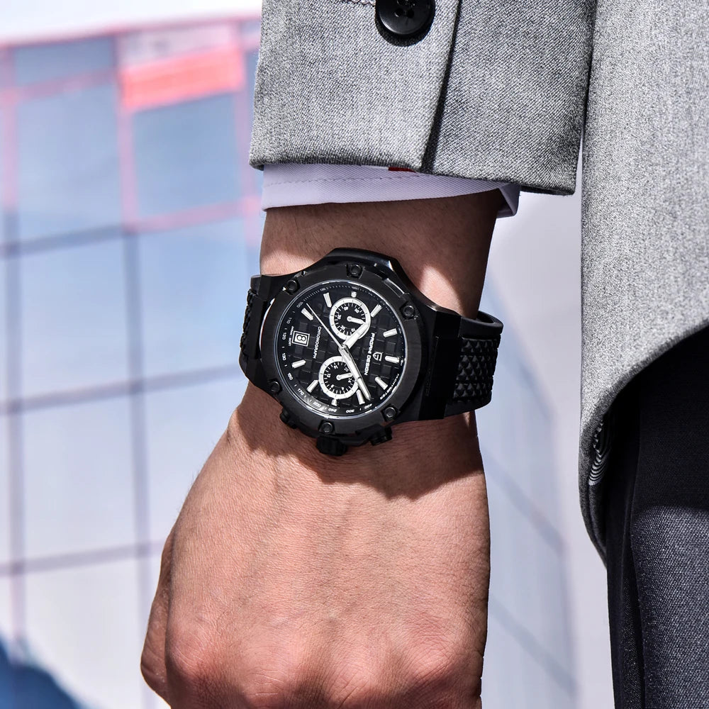 PAGANI DESIGN men’s quartz watches – Luxury sports chronograph, water-resistant, featuring luminescent hands and a sapphire crystal with anti-reflective coating