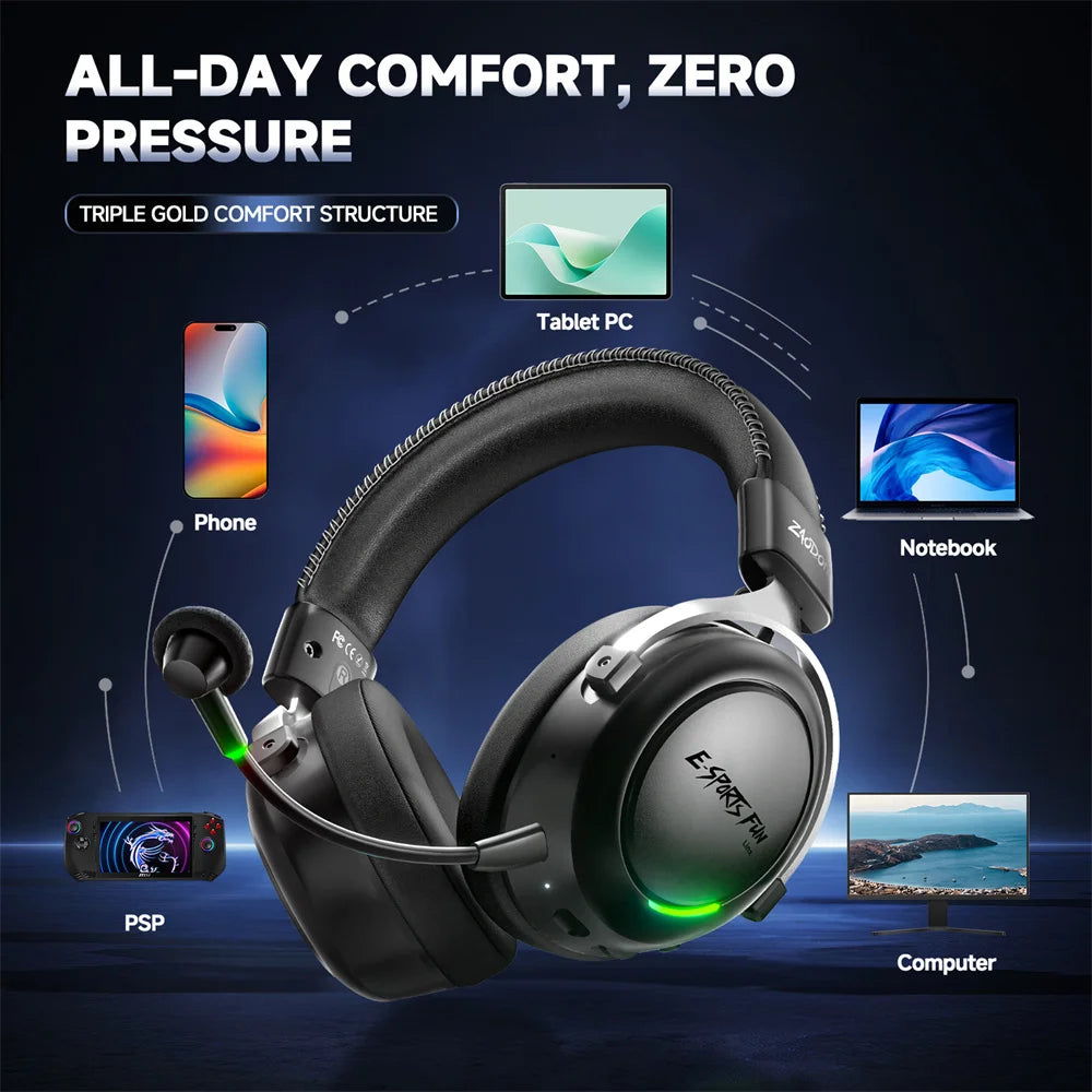 New Wireless Gaming Headphone,Bluetooth 6.0,53mm Titanium Drivers,7.1 Virtual Surround Sound,15ms Zero-Latency,for PC/PS5/Mobile
