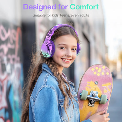 Gradient Kids Bluetooth Headphones Over Ear Girls Wireless Headphones With Mic Foldable Lightweight Headset For School Travel