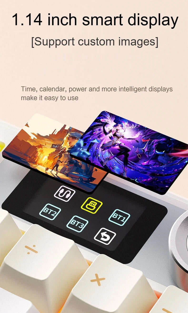 AULA F108 PRO Mechanische Tastatur, individuelles 100-%-Layout, RGB-Hintergrundbeleuchtung, kabellose Bluetooth-Verbindung, HiFi-Switch, Gaming-Tastatur