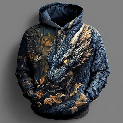 Hanorace cu glugă 3D Dragon pentru bărbați, hanorace la modă, cool, pentru uz zilnic, cu mâneci lungi, guler rotund, pentru petreceri, sărbători, ținute de stradă, toamnă-iarnă, trening, palton