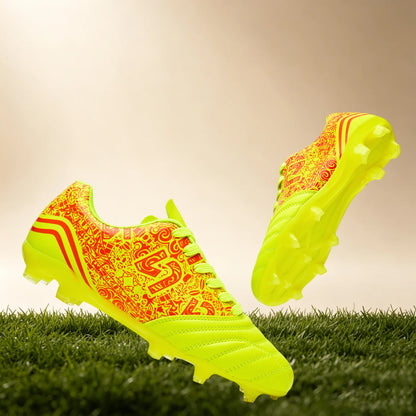 Chaussures de football multi-clous AG/FG pour adultes, tige en PU confortable, crampons antidérapants et résistants à l'usure pour les jeux en plein air sur gazon artificiel