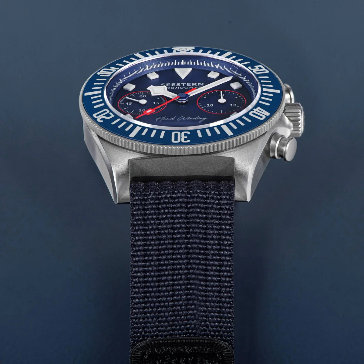 SEESTERN Chronograph Man of Watch Mechanical Tianjin ST1901 Movement Sapphire Wristwatches Nylon Sticker Strap Luminous Skeleton