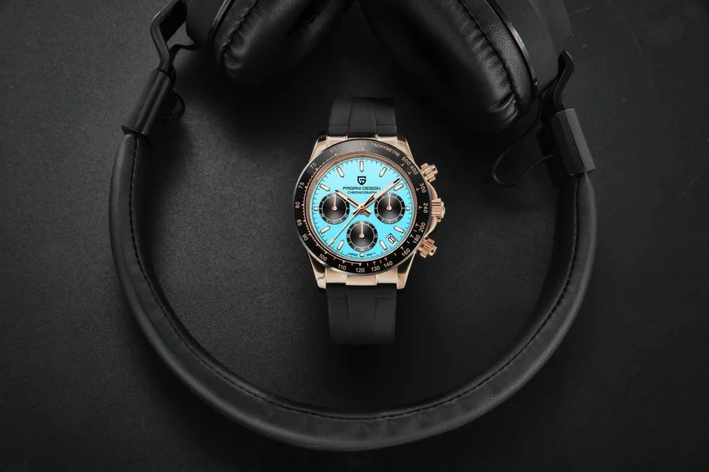 Nuevo original PAGANI DESIGN PD-1664 reloj de pulsera de lujo para hombre con movimiento de cuarzo japonés VK63, cristal de zafiro, cronógrafo impermeable dorado