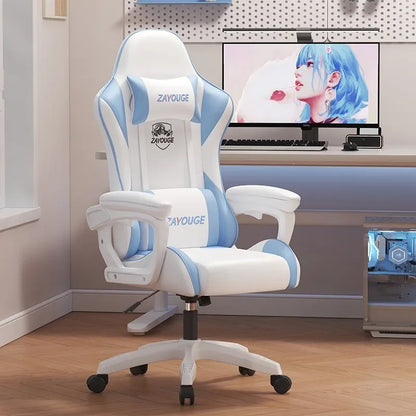 Chaise de jeu ergonomique, chaise de bureau inclinable, chaise de bureau pour ordinateur à domicile, siège de jeu pivotant et rembourré pour bars et e-sport, chaise d'étude