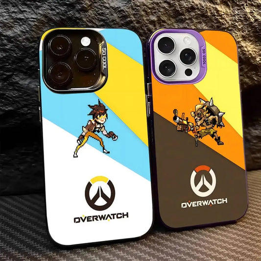 Game O-Overwatch Handyhülle im Pixel-Stil für iPhone 17 16 15 14 13 12 11 Pro MAX, matt, stoßfest, rückseitige Anti-Fall-Schutzhülle