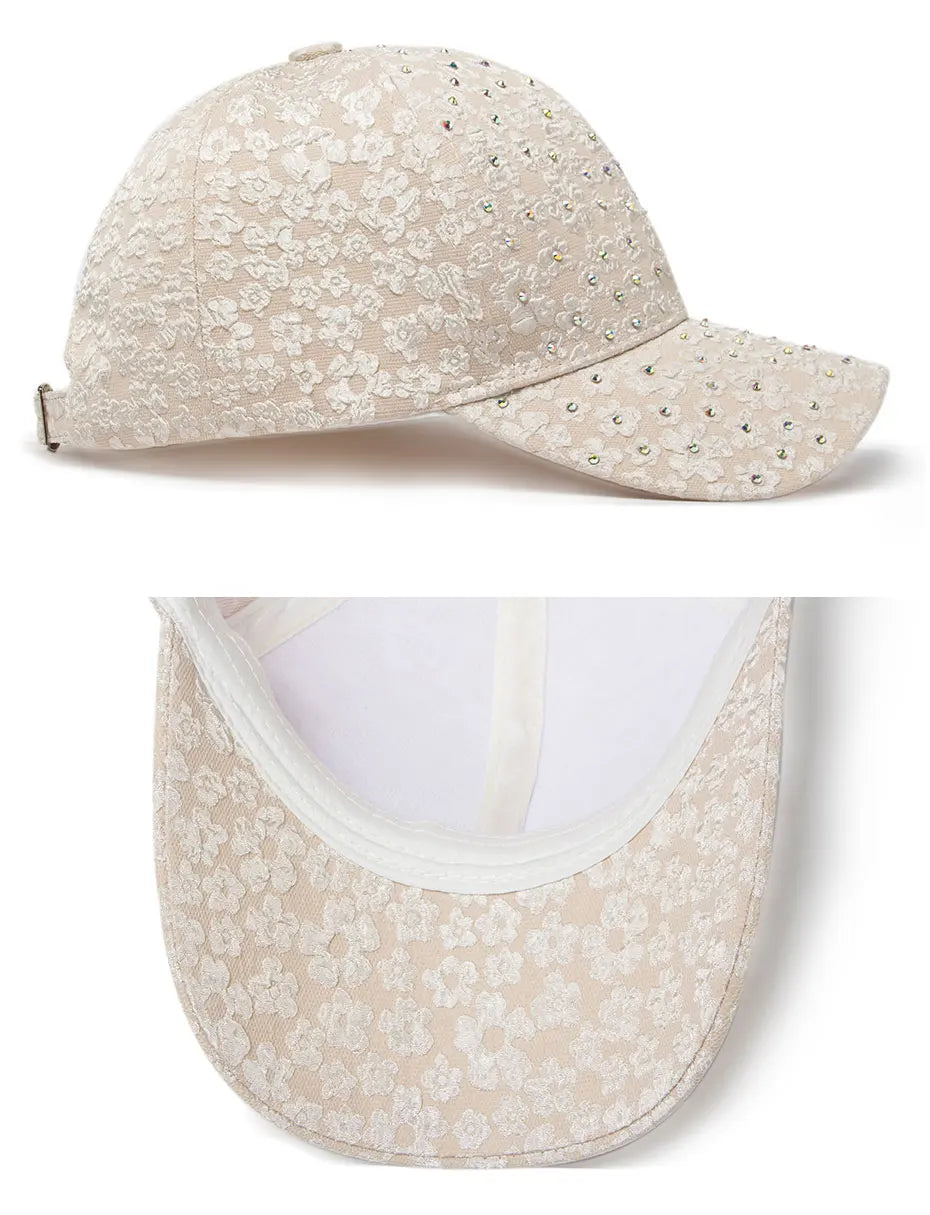 CNTANG vasarinės moteriškos beisbolo kepurės su dirbtiniais deimantais, gėlių siuvinėjimais, moteriškos „snapback“ stiliaus mados dizainerių saulės kepurės, hip-hopo stiliaus Y2K kepurės