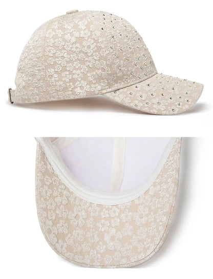 CNTANG vasarinės moteriškos beisbolo kepurės su dirbtiniais deimantais, gėlių siuvinėjimais, moteriškos „snapback“ stiliaus mados dizainerių saulės kepurės, hip-hopo stiliaus Y2K kepurės