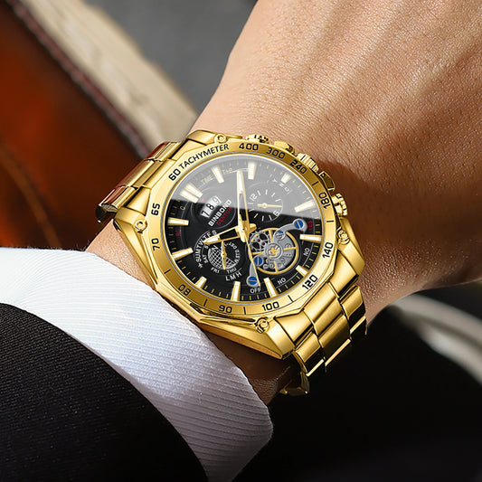 BINBOND luxury quartz watches for men: luminous, water-resistant, with automatic date display, accurate and durable, in a sporty and business style.